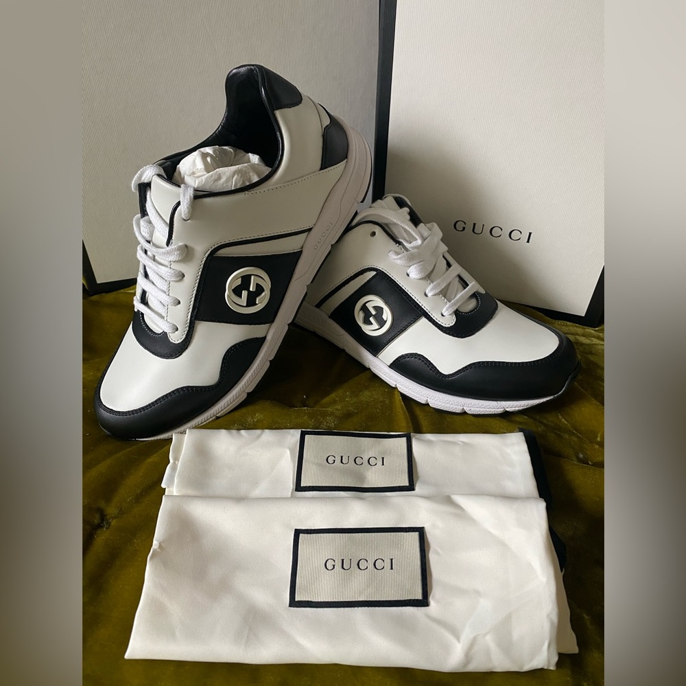 GUCCI low sneakers- Black/White Size: EU 38/ US 8